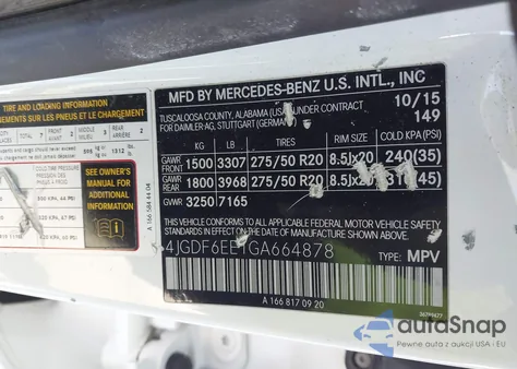 2016 Mercedes-Benz Gl 450 4Matic z USA, uszkodzony, nr VIN 4JGDF6EE1GA664878